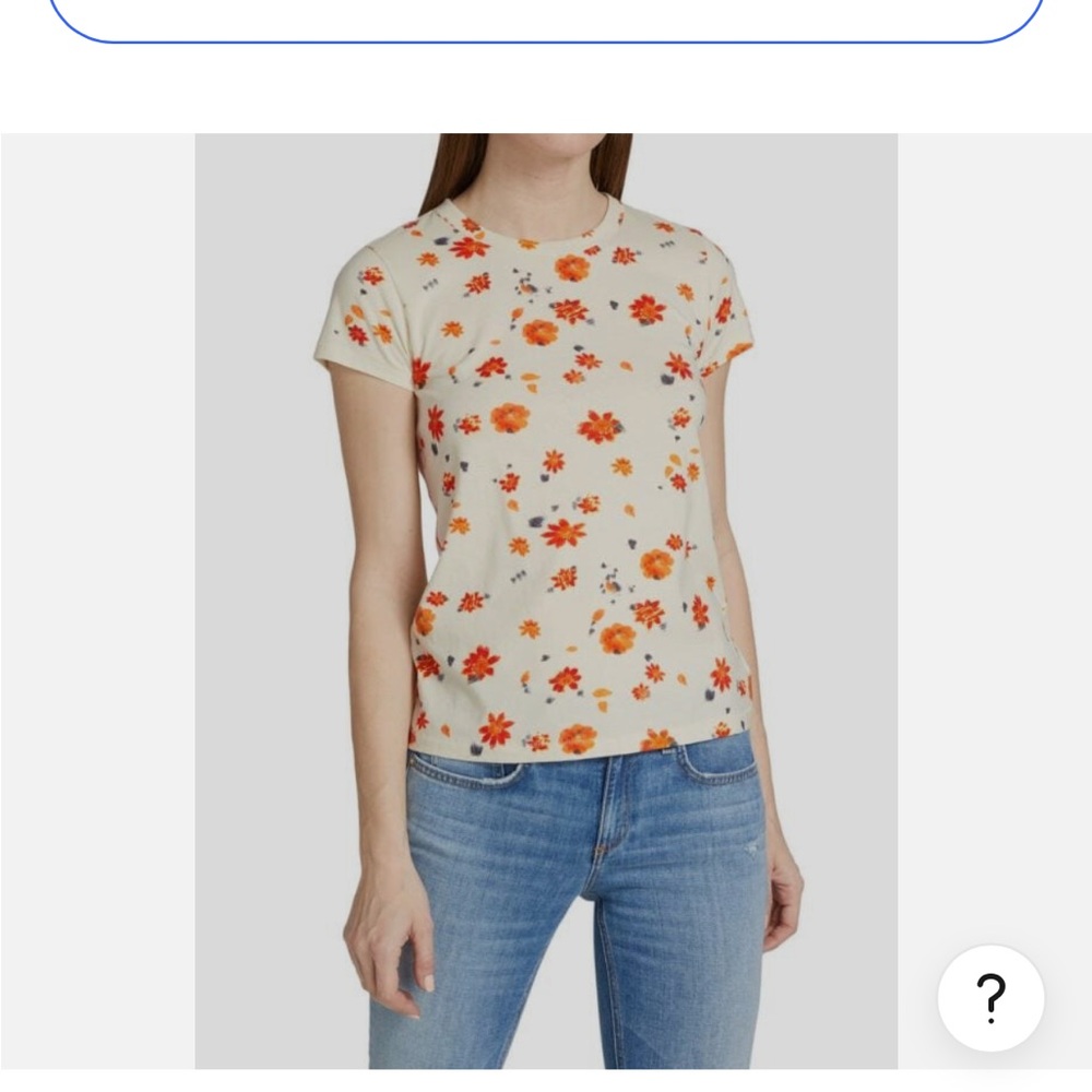NWT Rag and Bone Floral Print Cream Tee small
